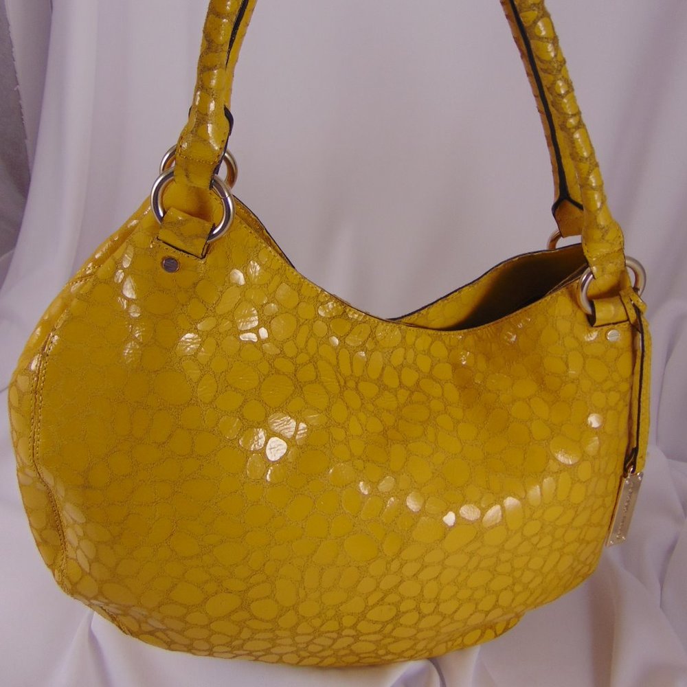 Antonio Melani Leather Saffron Yellow Hobo Bag